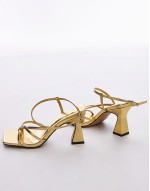 Gracy strappy block heeled sandals in gold