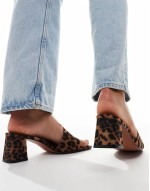 Hundred mid block heeled mules in leopard