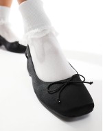 Cotton On betty ballet pumps with block heel in black satin