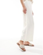 Owl beaded detail flat sandals in beige