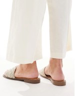 Owl beaded detail flat sandals in beige