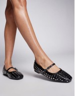 Arkel flat stud ballets in black