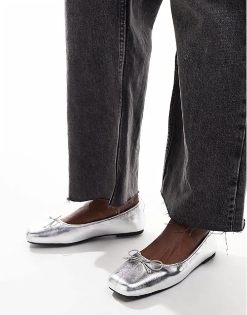 Cotton On ziggy ballet pump in silver